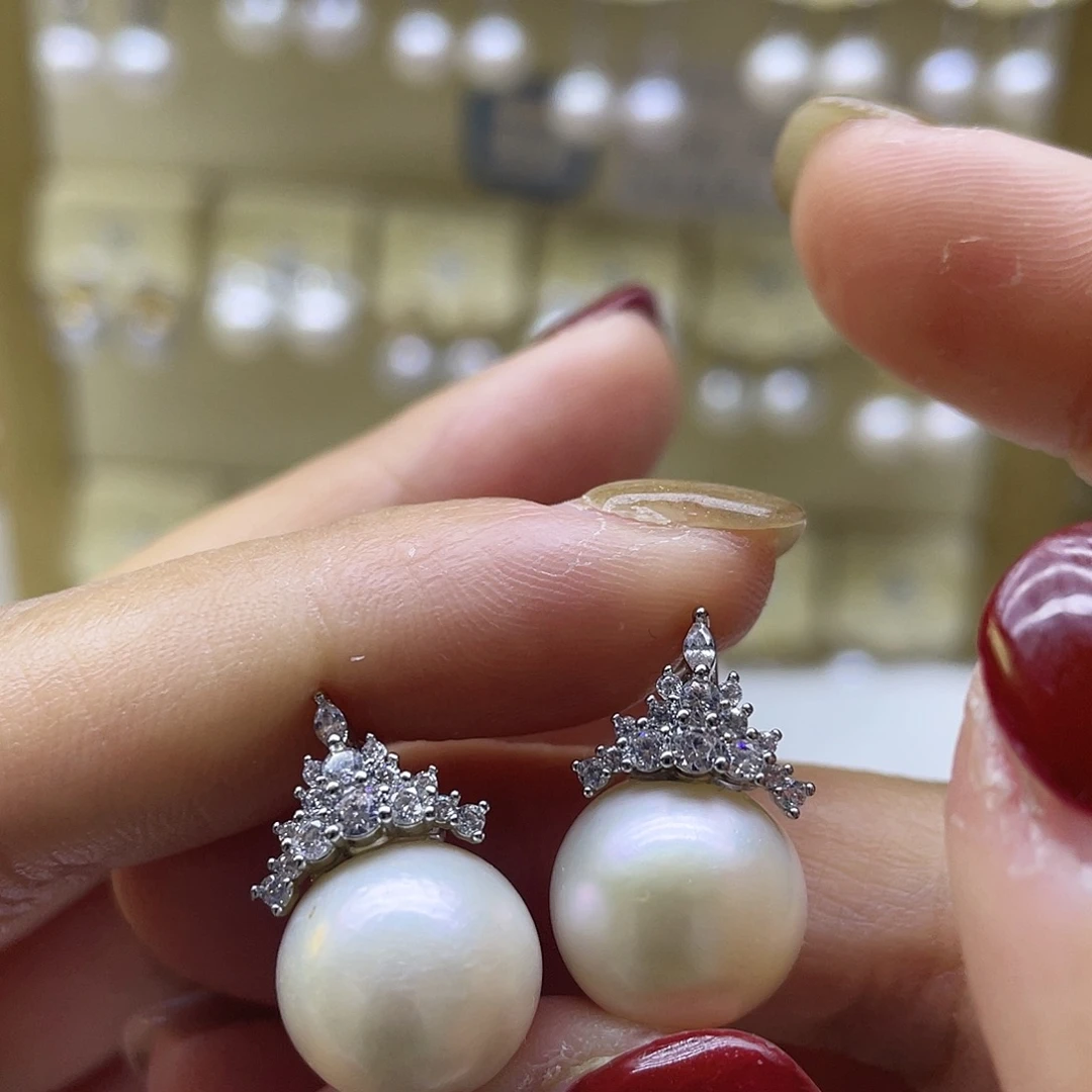 淡水珍珠耳饰银S925镶嵌