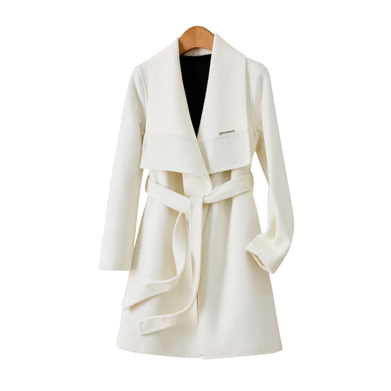 KALUOLAI/卡洛莱法式显瘦羊毛大衣毛呢外套呢大衣排扣秋冬翻领