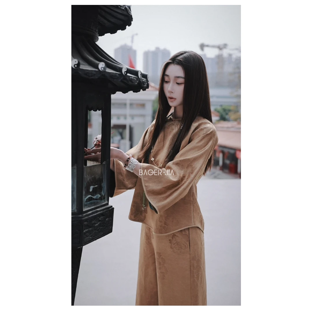 16-【传承/虔诚】宝儿家含幂BF70225205夏季款桑蚕丝重锻牡丹花裤装