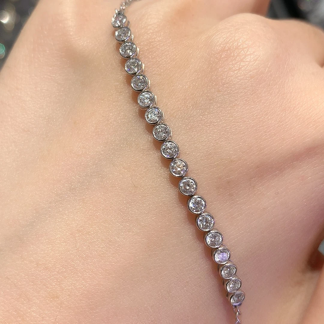 合成钻石18K金镶嵌泡泡手链