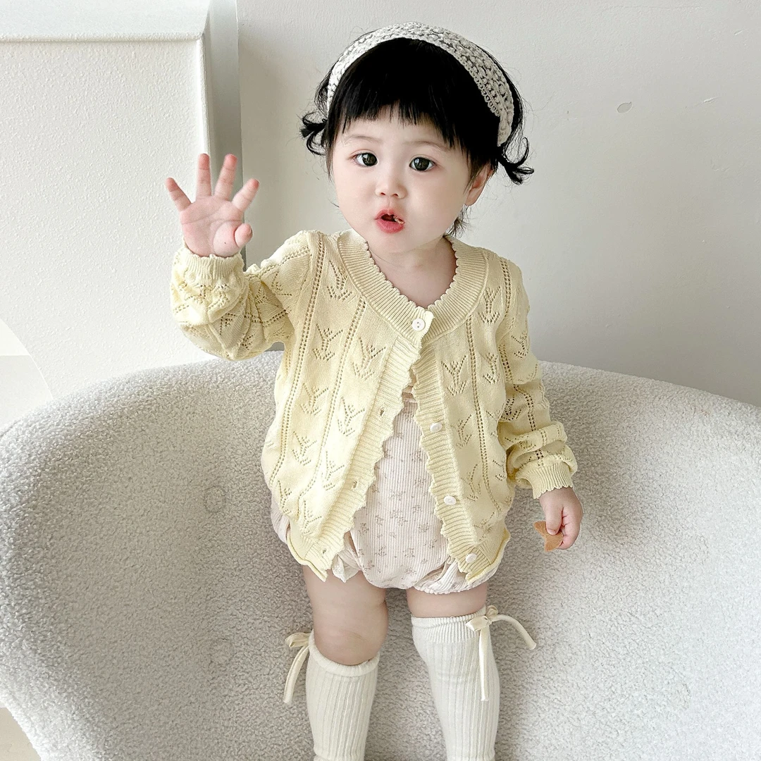 夏季纯棉薄款儿童上衣空调开衫男女宝宝针织开衫防晒服中小童舒适