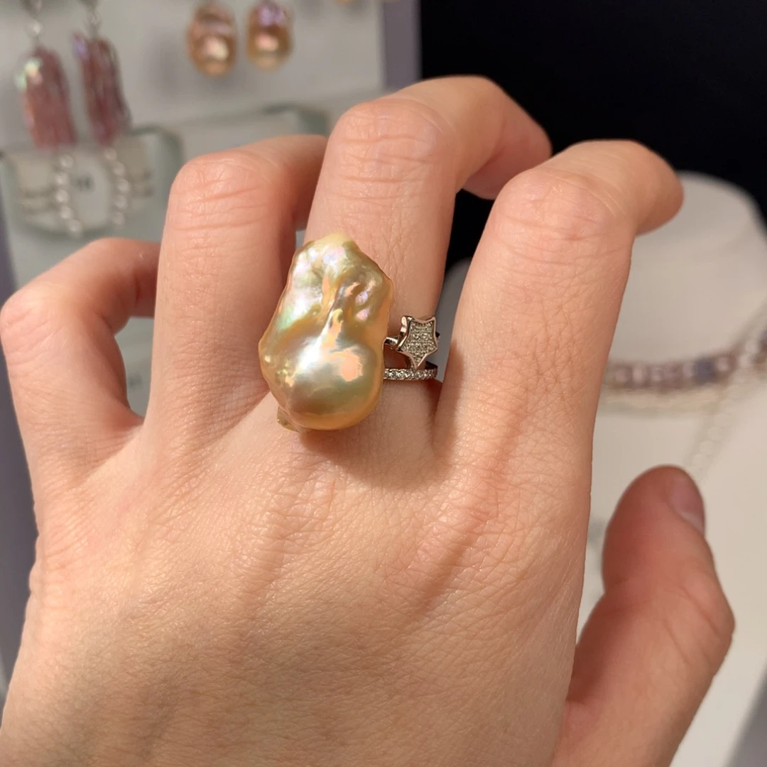 淡水珍珠戒指银S925镶嵌