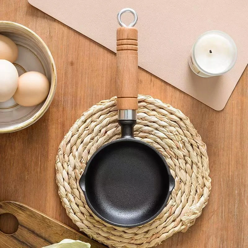 铸铁泼油锅加深加厚长柄防烫13CM手柄扣无涂层需开锅汽车用锅