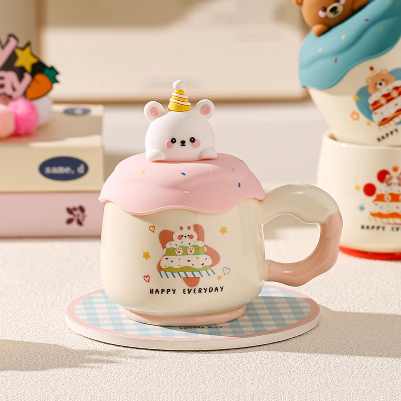 2025新款陶瓷杯子带盖马克杯送闺蜜女生日礼物家用办公室咖啡水杯