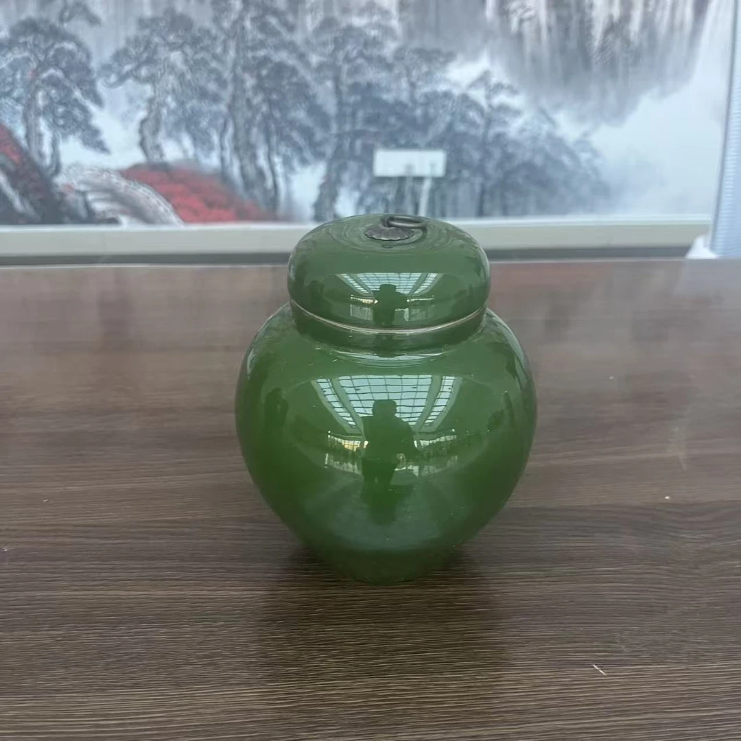 景德镇陶瓷翡翠绿茶叶罐