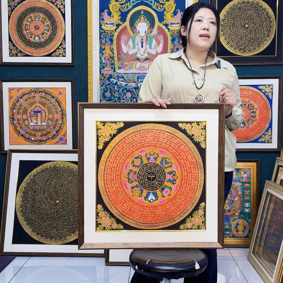 装裱画手绘六字带框63厘米