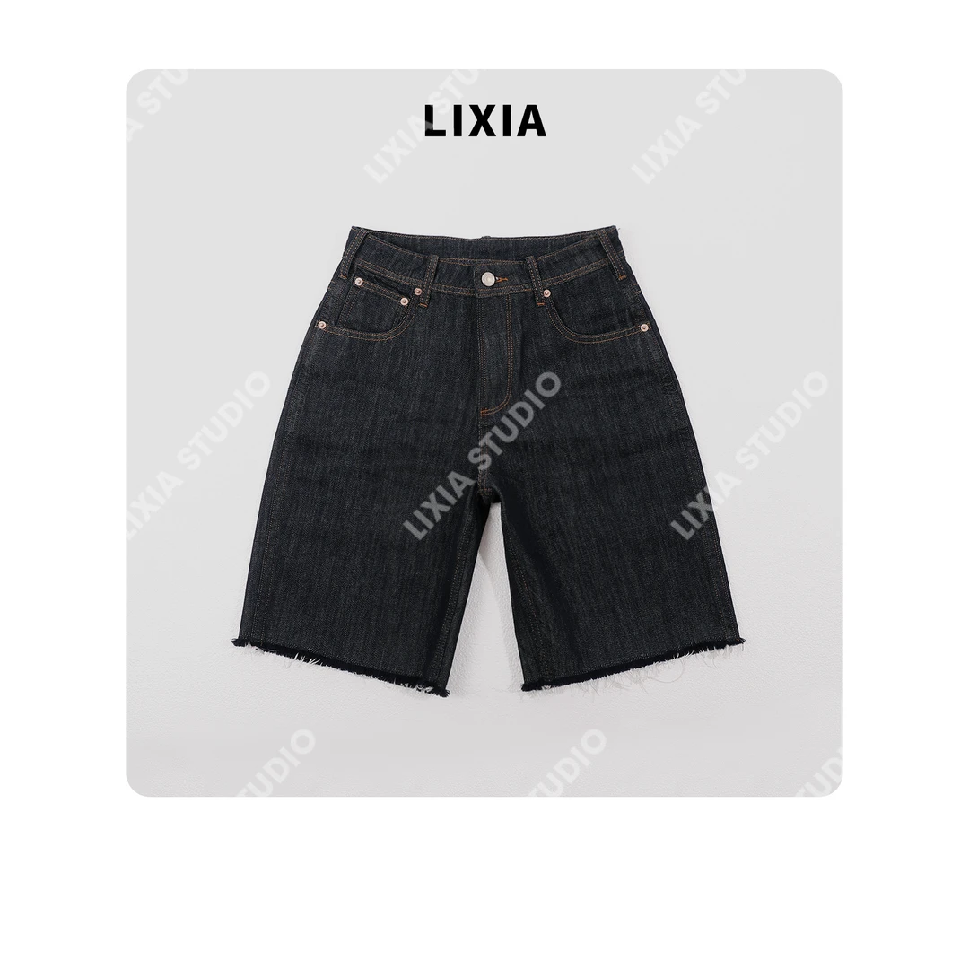 LIXIA【丹宁】休闲感欧美风丹宁深色水洗百搭直筒裤-D8718
