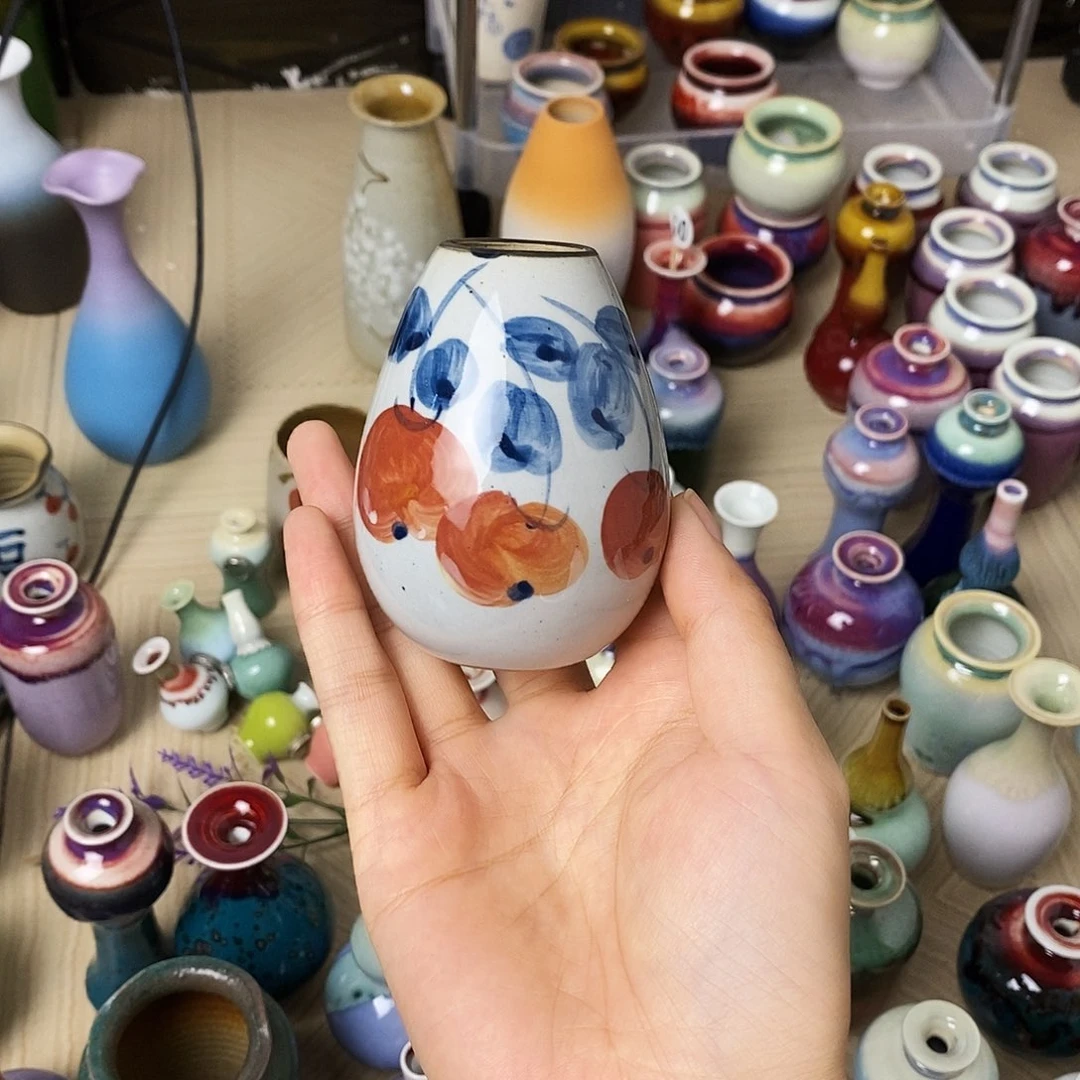 摆件巴掌大景德镇高温陶瓷小花器