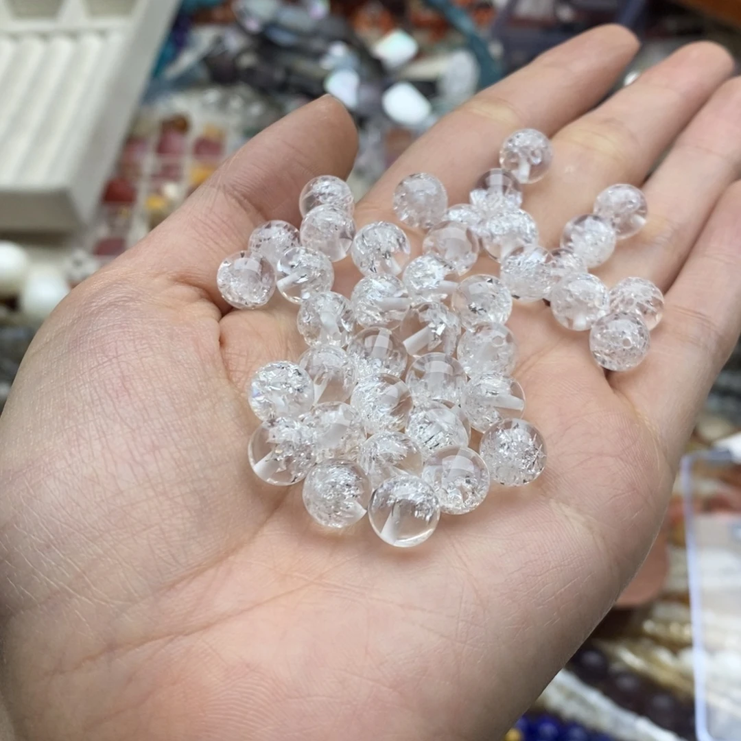 玛瑙/玉髓未镶嵌珠宝半成品四个装8mm爆花白幽灵半盆