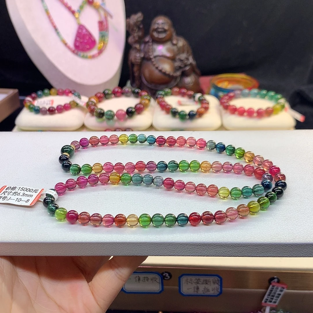 手串碧玺未镶嵌6.3/净度色标。