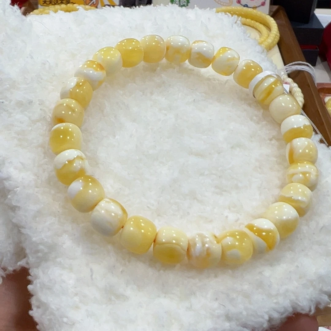 蜜蜡裸石未镶嵌刷*8.3m 金瓷白未品控