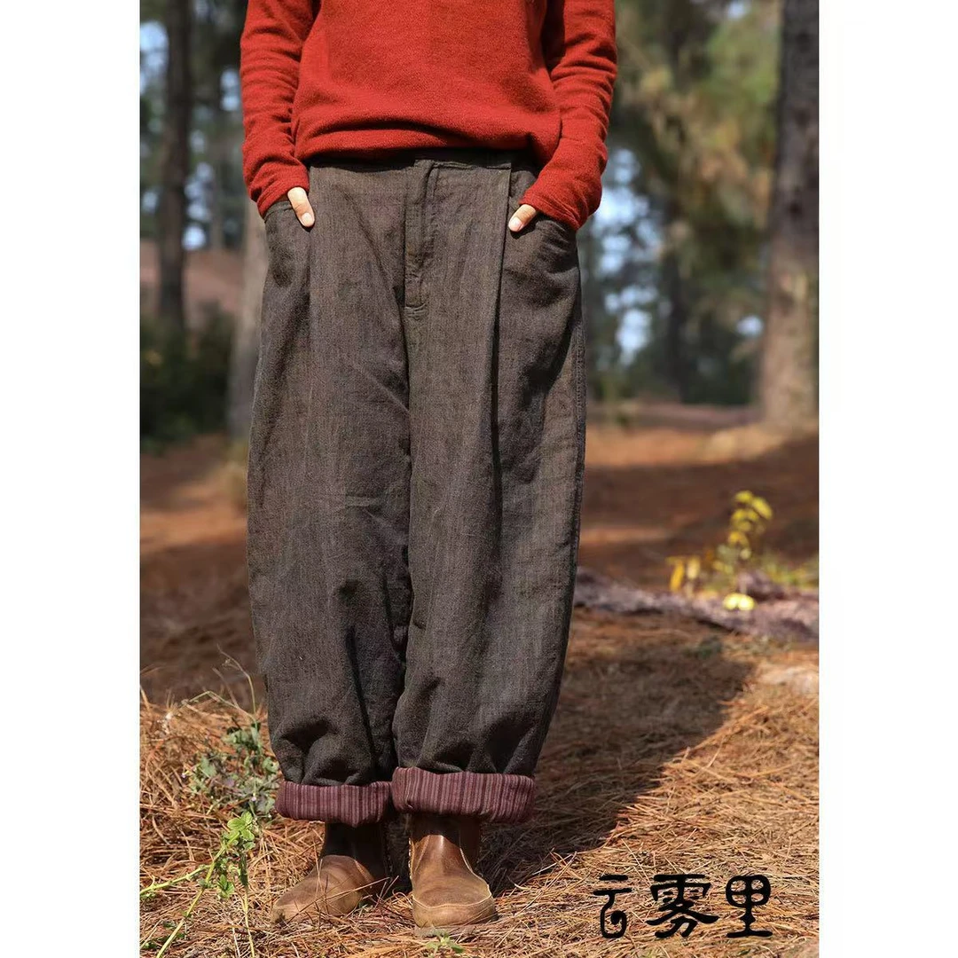 云雾里 原创设计复古文艺松弛感宽松自由松弛随性百搭棉裤 3149
