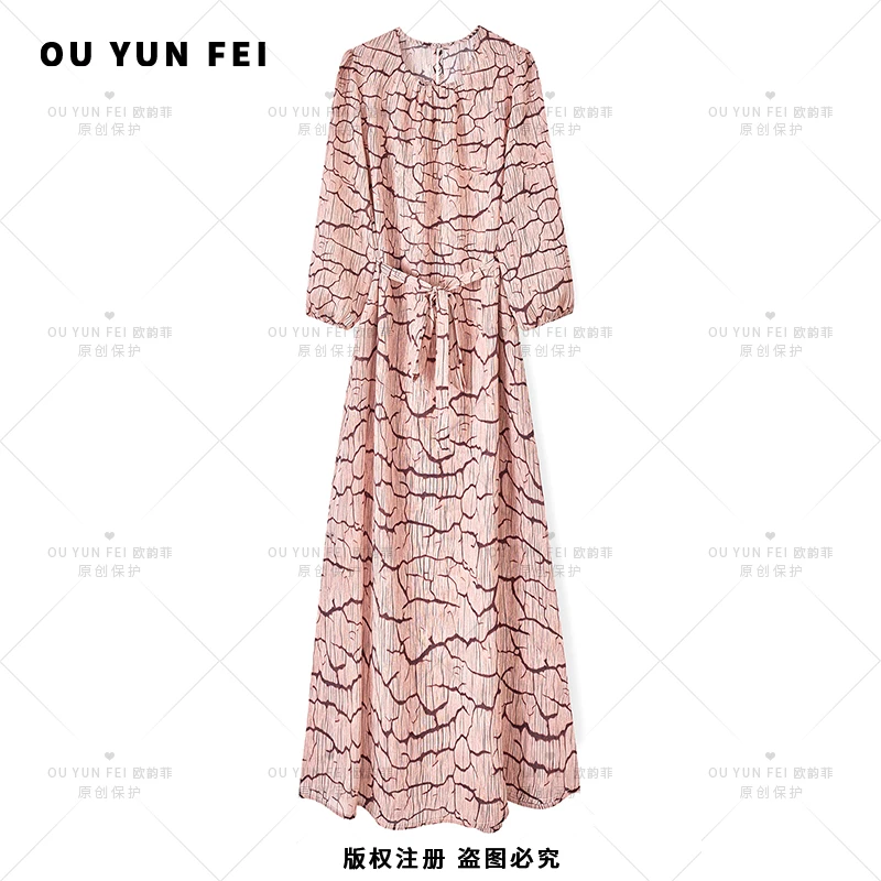 女装连衣裙高级显瘦秋季气质时尚碎花长裙轻奢长裙F1912