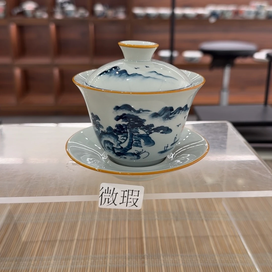 釉下手绘茶具微瑕