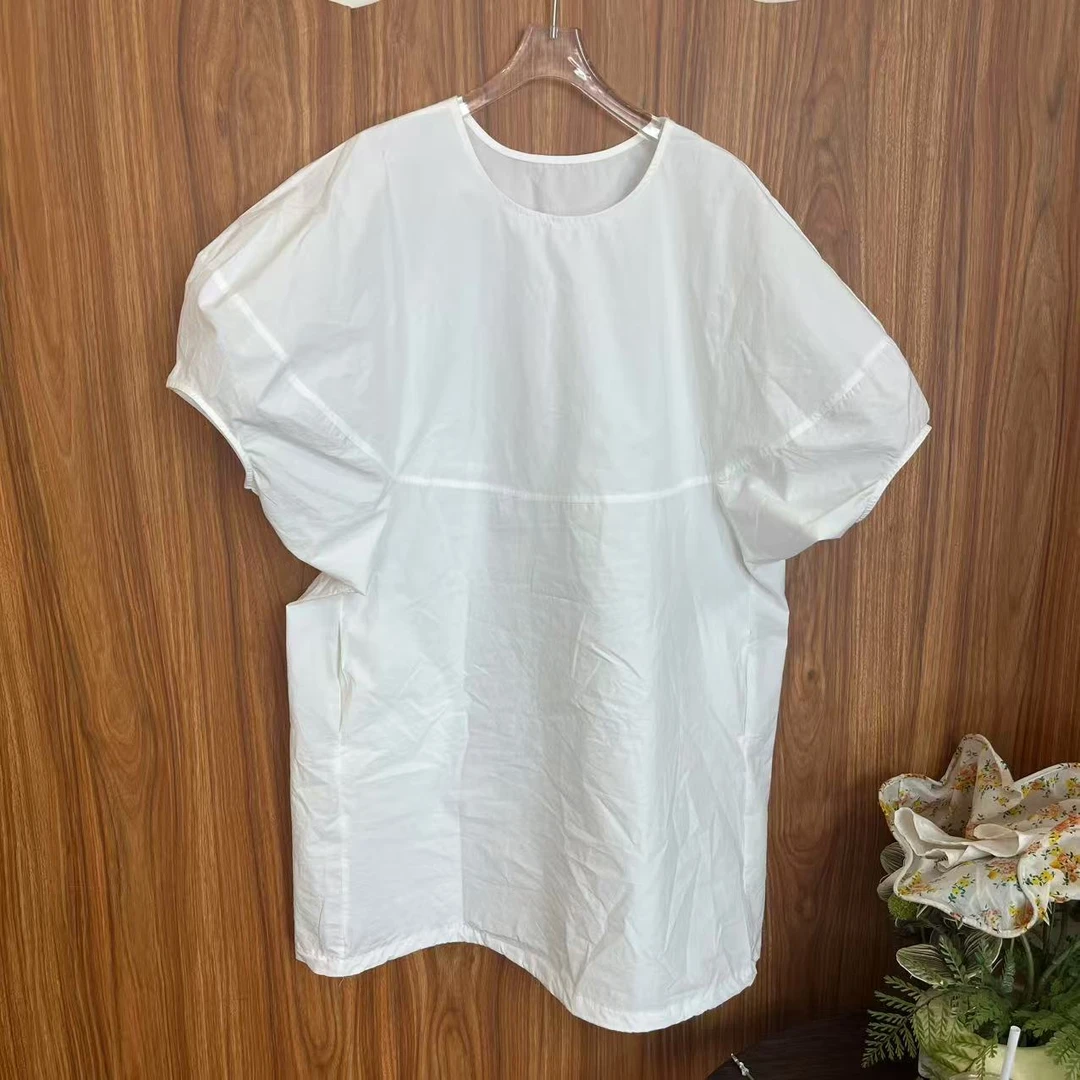 独特设计感法式泡泡袖短袖宽松版裙子2025夏装新款5061