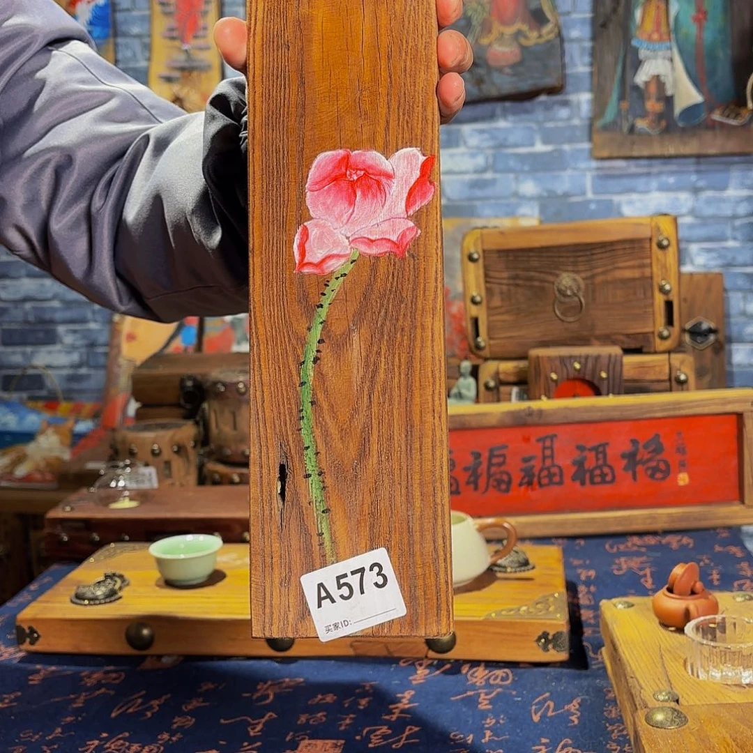 侘寂风老门板丙烯画