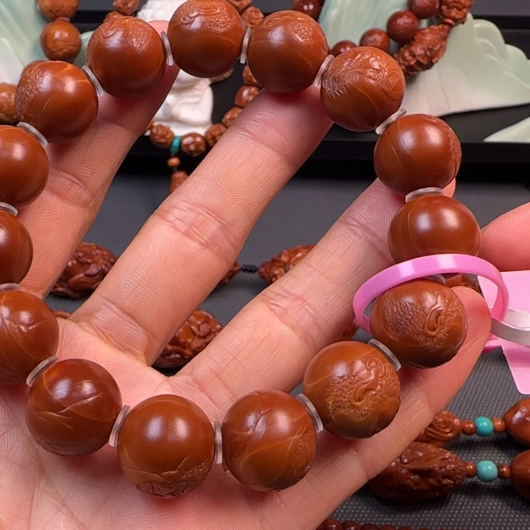 橄榄核手串铁核浮雕达摩