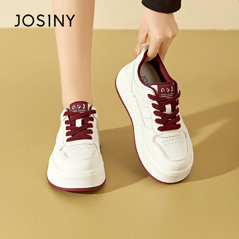 卓诗尼女鞋厚底小白鞋2025春季新款安可拉红舒适软底休闲运动板鞋