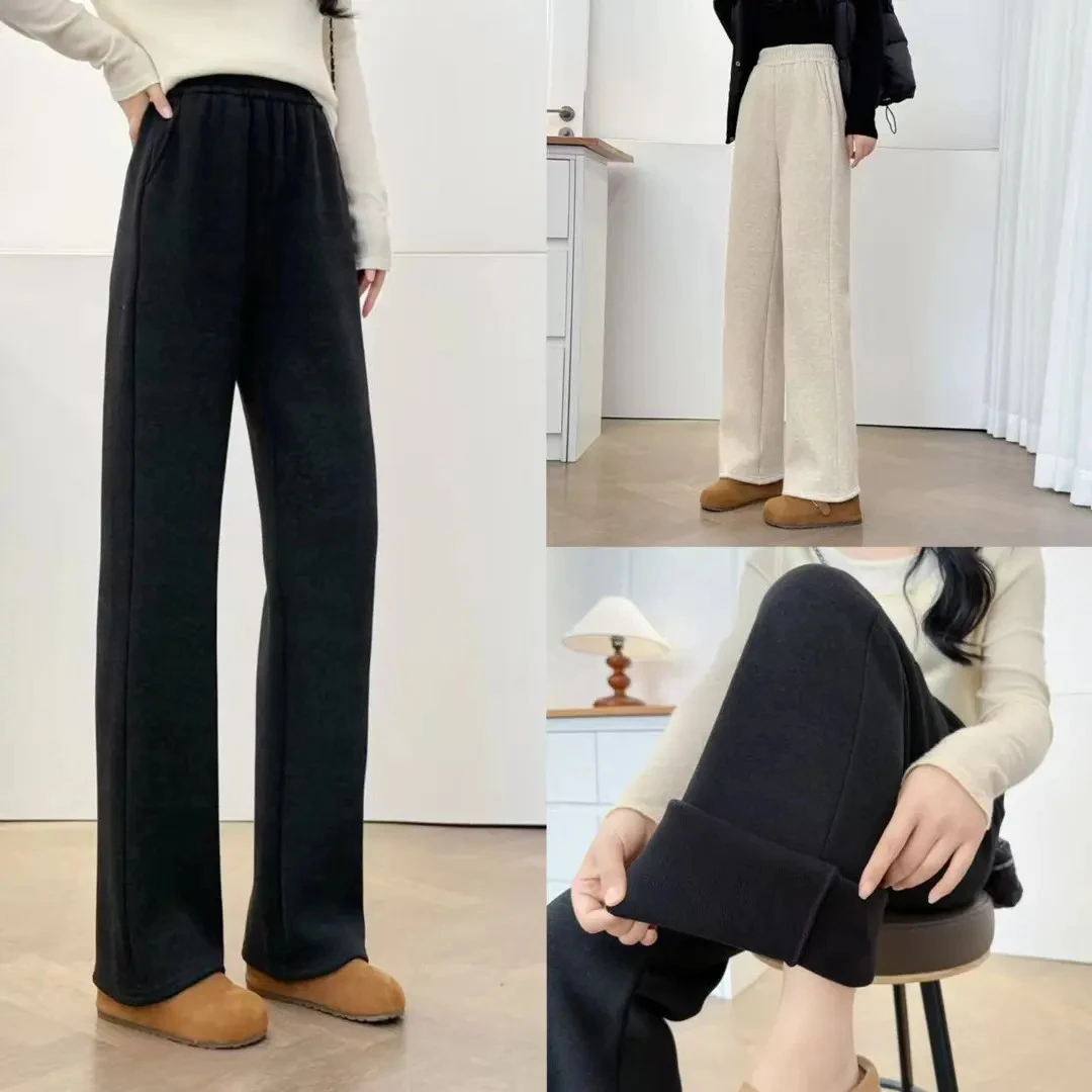 大码加绒加厚糯米中高松紧腰遮肉显瘦微喇休闲裤5157