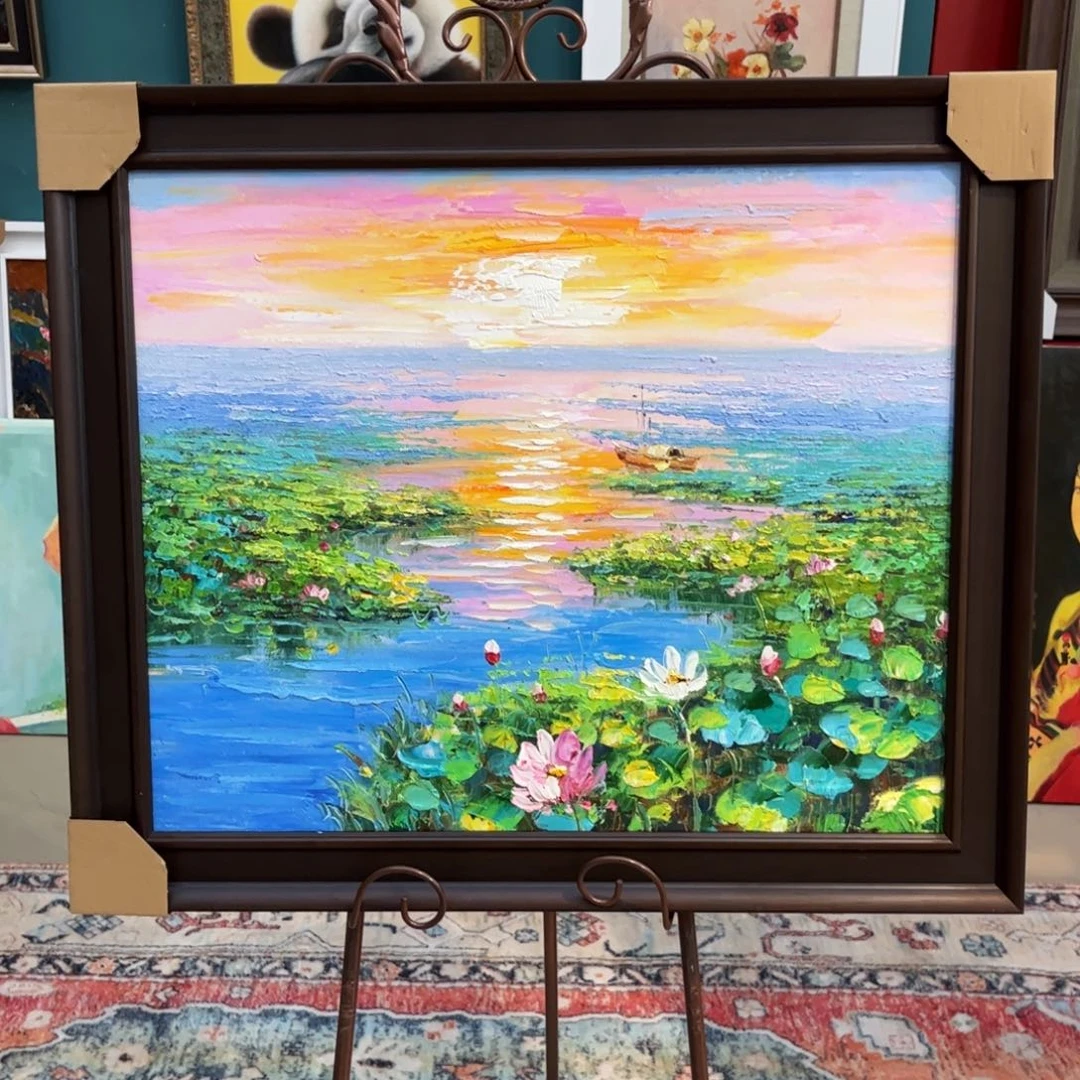 油画睡莲手绘油画