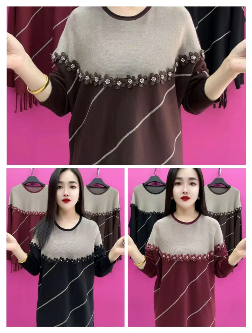 K125-流苏款圆领小花针织衫