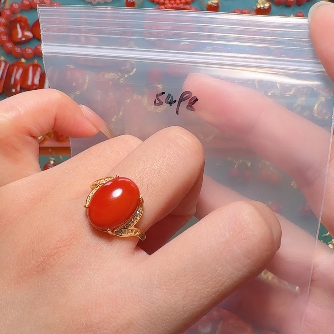 南红玛瑙银S925镶嵌戒指