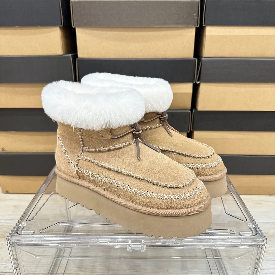 【阿尔派高帮】桑坡新款厚底阿尔派高筒羊皮毛一体雪地靴厚底雪地靴