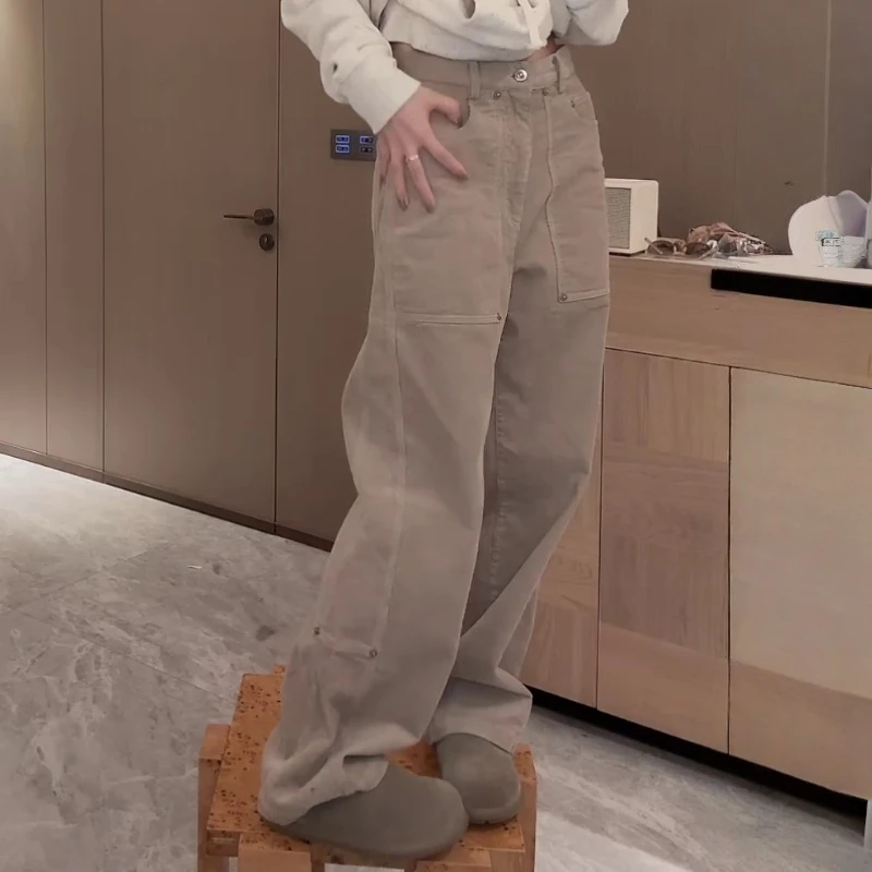 2025年新款不贴腿直筒微喇叭休闲裤女高腰显瘦宽松垂感阔腿拖地裤