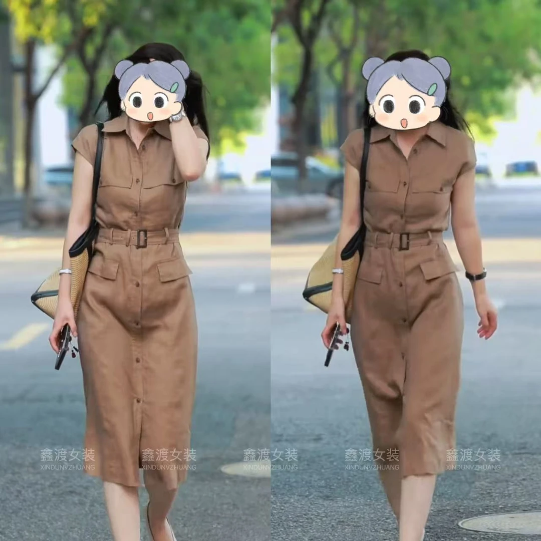 2025夏季新款时尚显瘦气质女士网红洋气连衣裙百搭款D9988