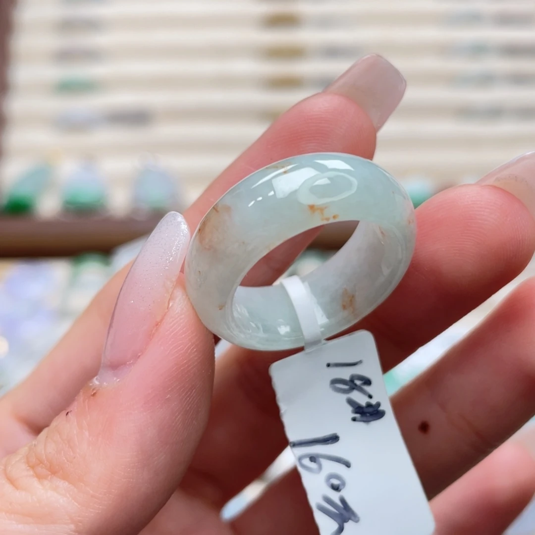 翡翠未镶嵌戒圈a48港圈18红翡桂花糕小墩墩