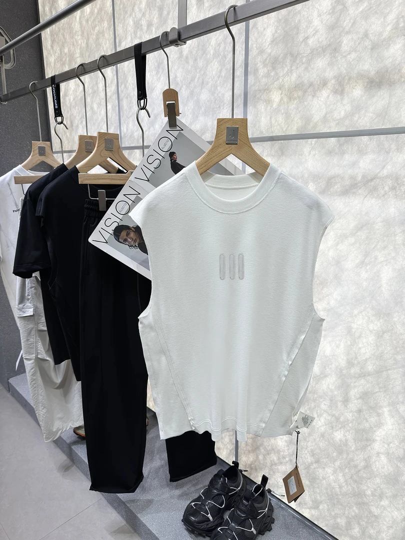 夏季潮流休闲运动反缝线背心毛边薄款男士T恤背心