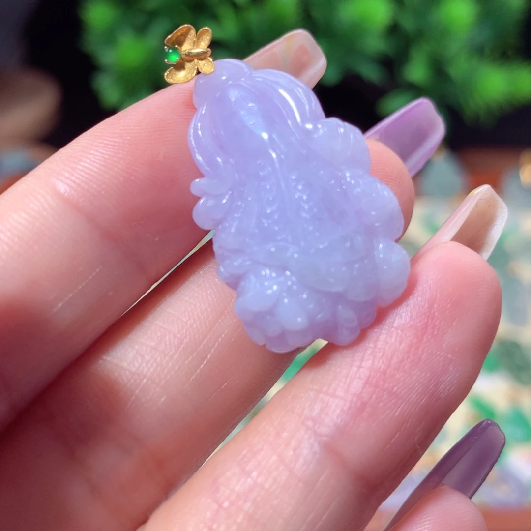 翡翠吊坠(不含链)18K金镶嵌