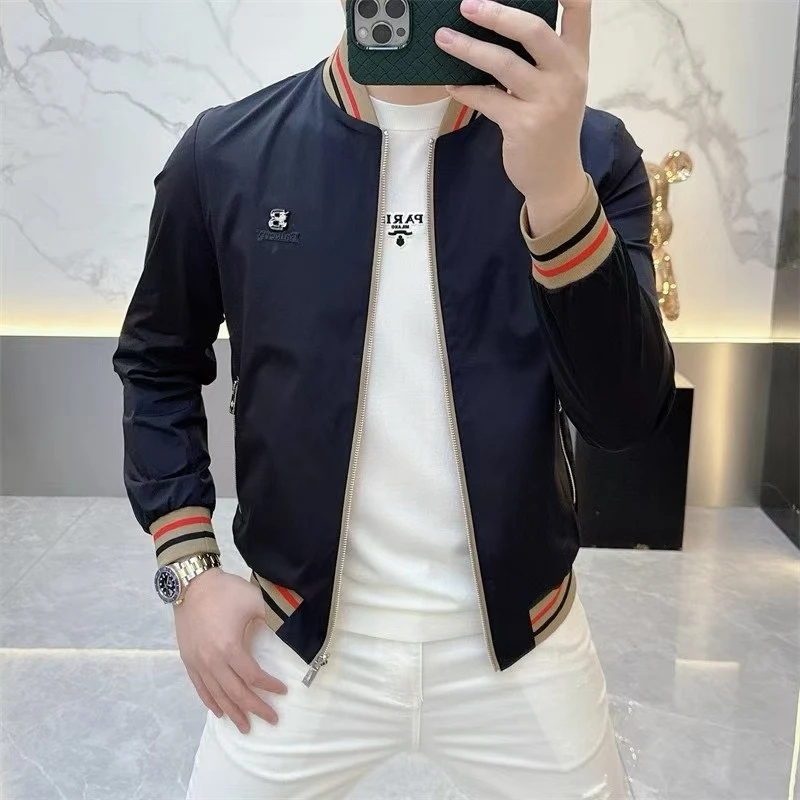 欧版男士外套轻奢高品质两面穿棒球领时尚潮流秋装男款夹克外套