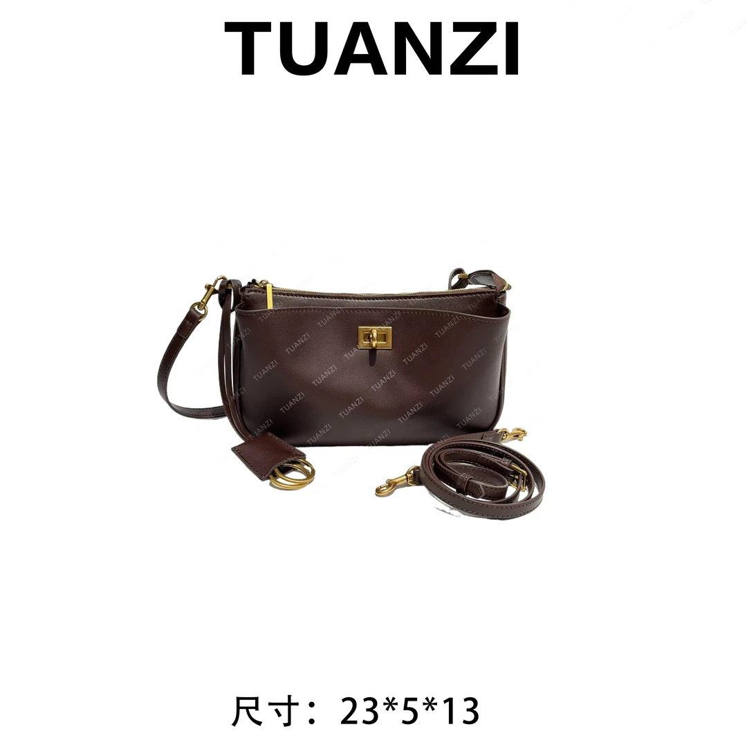 『高端玩家』新款百搭腋下包时尚斜跨女包 XKY-3871-咖啡