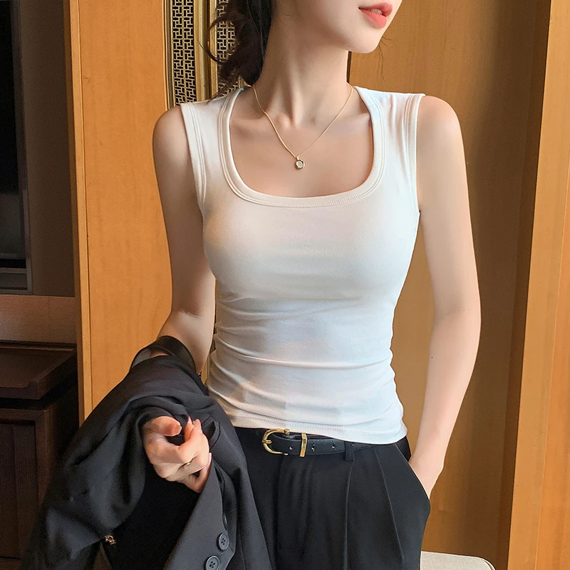 夏季2025新款小吊带背心女纯棉内搭工字宽肩带外穿打底遮打底背心