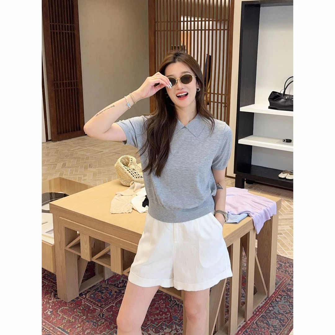 祝喜喜【老钱家】羊毛混纺复古polo领修身显瘦气质百搭针织上衣