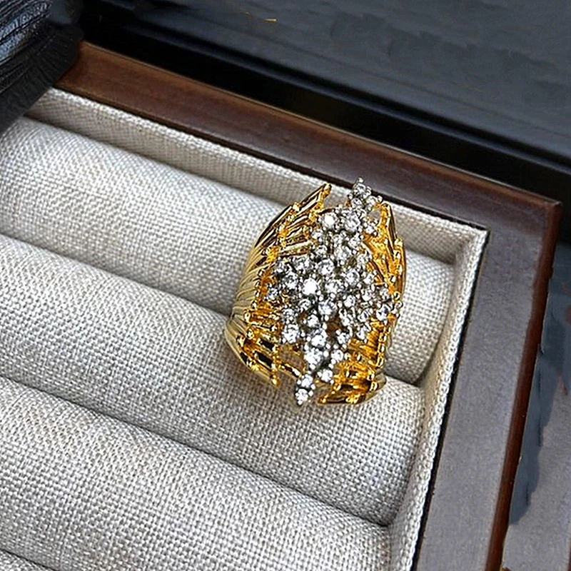 铜合金戒指 时尚新款中古戒指高级感简约开口可调节潮流轻奢法式