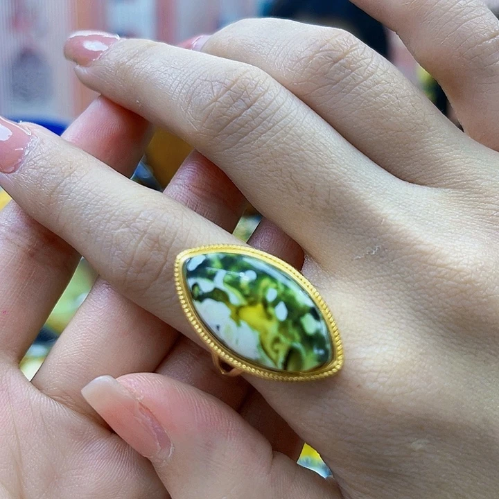 蜜蜡银S925镶嵌裸石戒指
