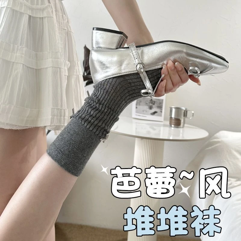 白色蝴蝶结袜子女中筒袜夏季薄款miu系芭蕾风配小皮鞋韩系长筒袜