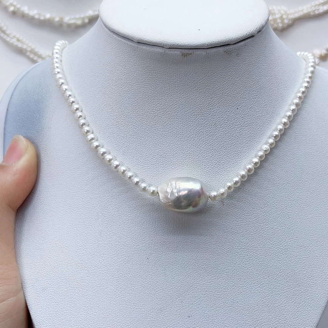 颈饰银S925镶嵌淡水珍珠