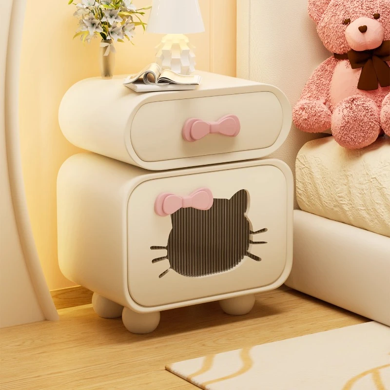 床头柜家用卧室小众设计感小型实木床边柜2025爆款儿童创意小柜子