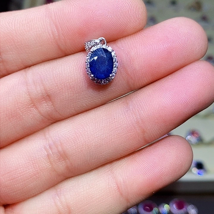 蓝宝石颈饰银S925镶嵌永***念1111