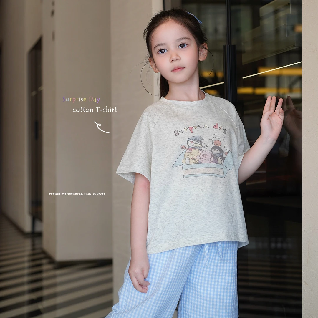 AnnieGirl夏季甜美卡通圆领短袖休闲百搭T恤女童印花上衣2026