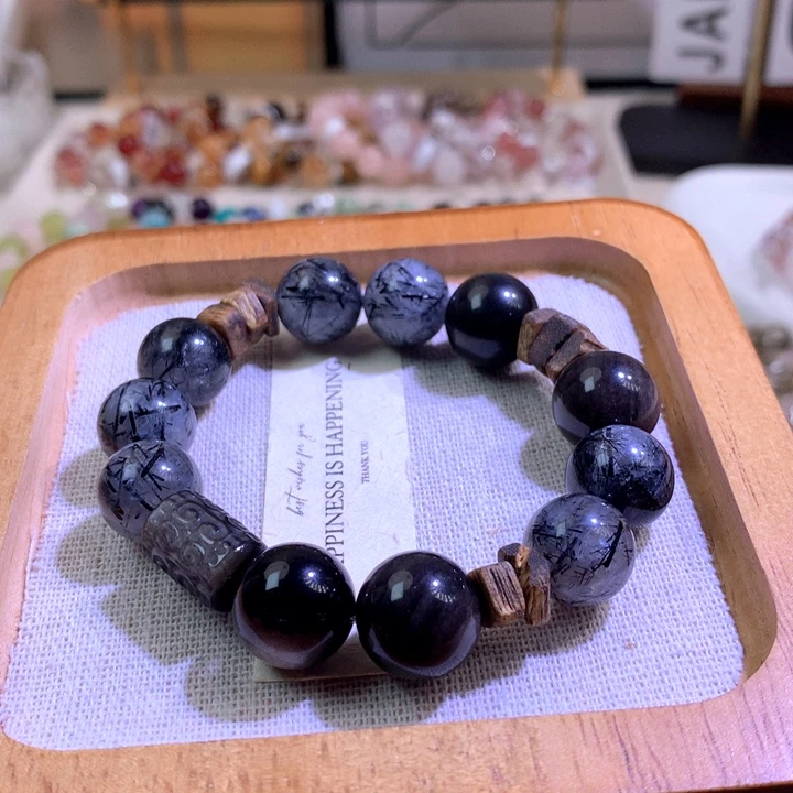 未镶嵌手链水晶黑发晶沉香多宝diy