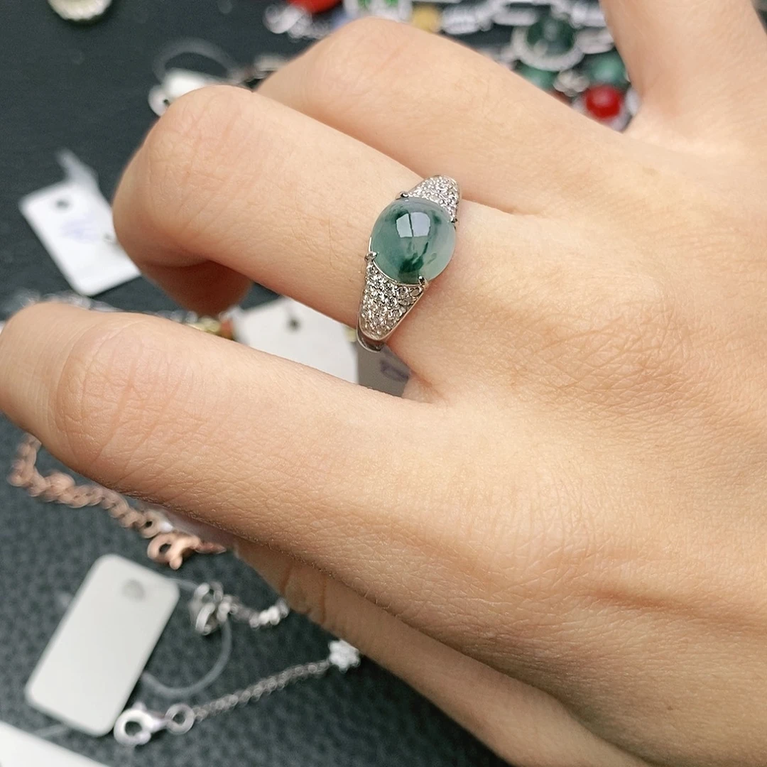 翡翠银S925镶嵌戒指