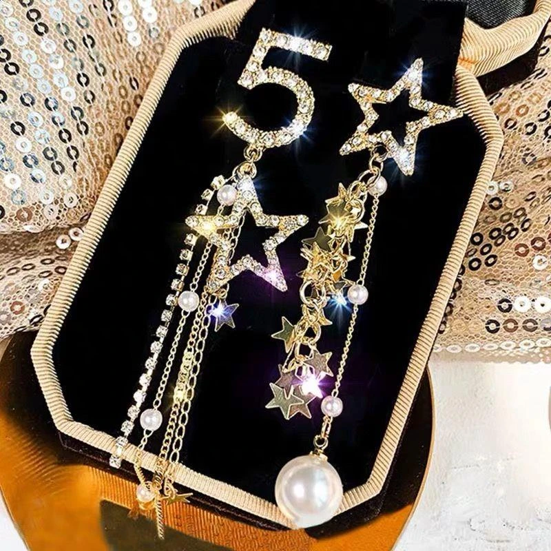 网红耳环2022新款潮韩国长款流苏百搭耳钉女气