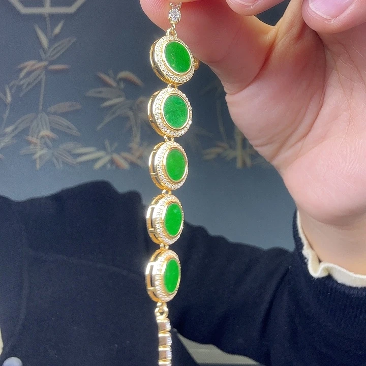 翡翠银S925镶嵌手链