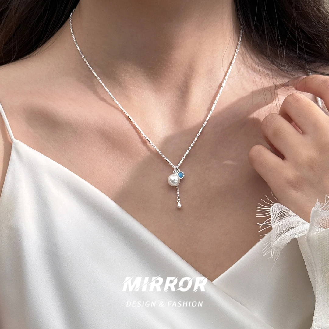 小麋人 坠链均925银 CX5893水滴流苏项链女锁骨链个性轻奢