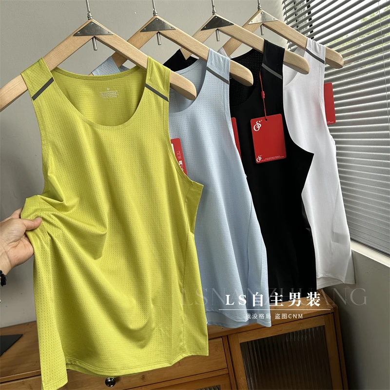 无感网眼肌理无痕压胶工艺男女通用3M反光运动户外速干背心