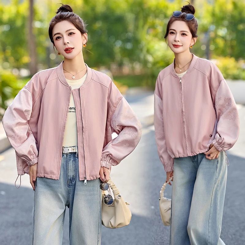 美式休闲复古皮衣女短款2025春秋季新款高级感小个子拼接夹克外套